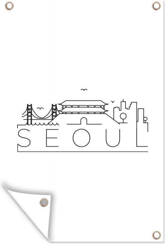 Skyline Seoul sur fond blanc 40x60 cm