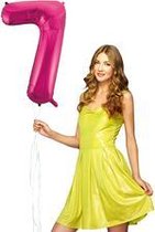 Pink cijfer ballon 7 inclusief helium gevuld.