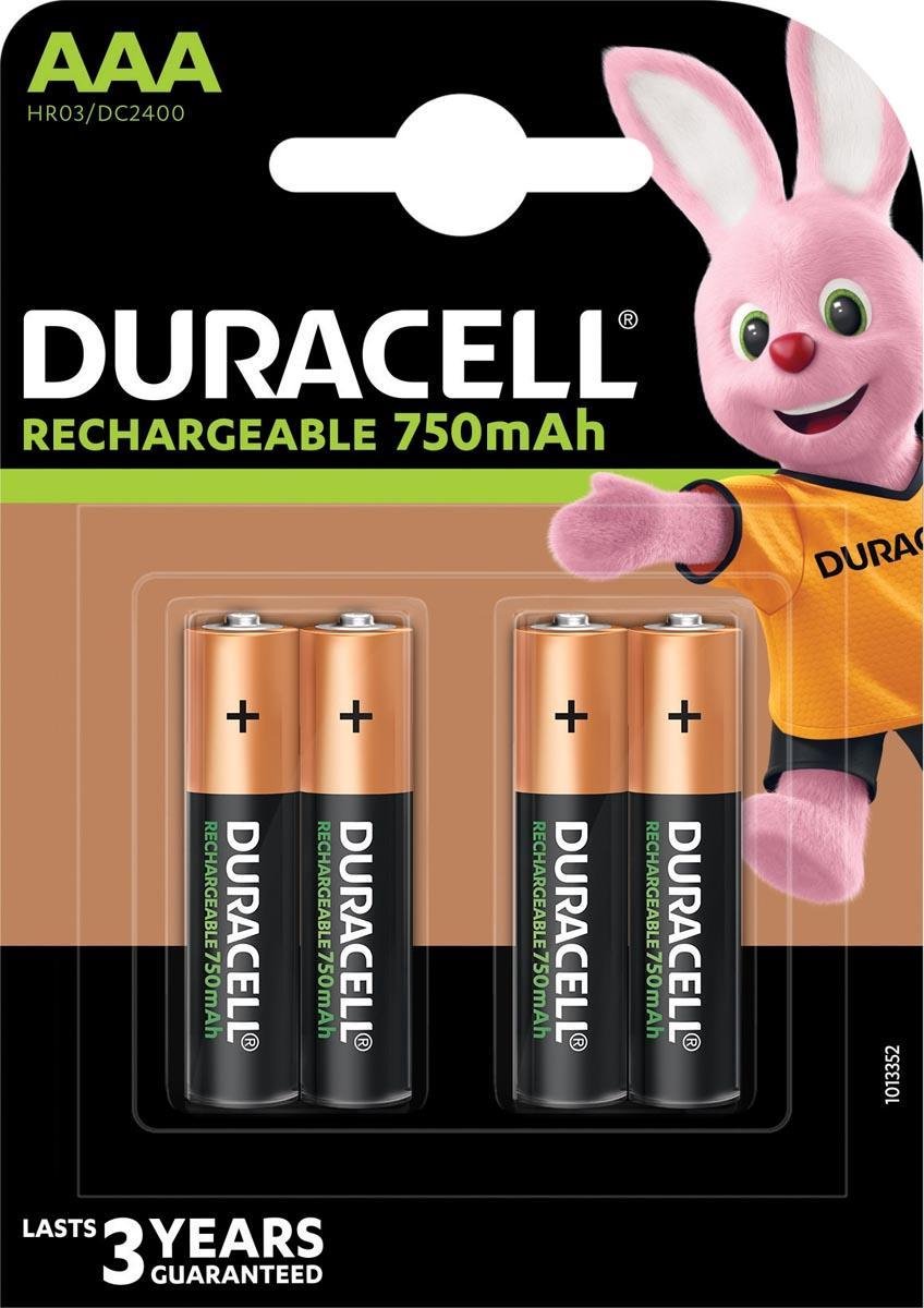 Duracell Rechargeable AAA 750mAh batterijen - 4 stuks