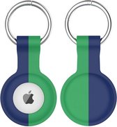 Apple AirTag Sleutelhanger Siliconen Bescherm Hoes Blauw Groen Print