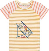 Smitten Organic - Yarn dyed blokkleur korte mouwen T-shirt met 'Beach Bar' print