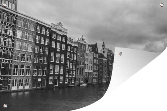 Amsterdamse grachten zwart-wit fotoprint - Tuinposter - Tuindoek - Buitenposter