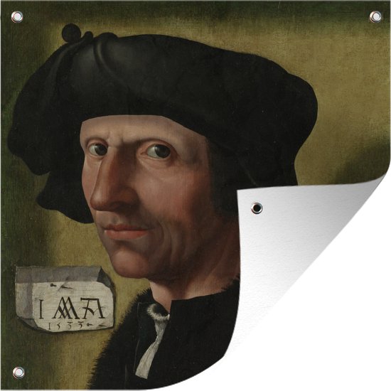 Tuinposters Portret van Jacob Cornelisz van Oostsanen - Jacob Cornelisz van Oostsanen - 50x50 cm - Tuindoek - Buitenposter