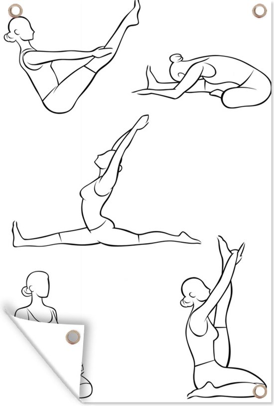 Tuinposters buiten Yoga - Vrouwen - Poses - 60x90 cm - Tuindoek - Buitenposter