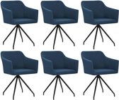 Medina Eetkamerstoelen draaibaar 6 st stof blauw