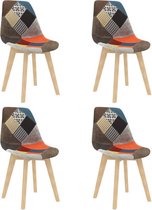 Medina Eetkamerstoelen 4 st met patchwork ontwerp stof meerkleurig