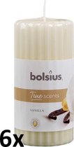 Bolsius Geurkaarsen geribbeld 6 st 120x58 mm vanille