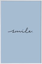 JUNIQE - Poster in kunststof lijst Smile -40x60 /Blauw