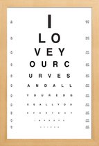 JUNIQE - Poster in houten lijst Eye Chart I Love You -30x45 /Wit &