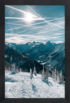 JUNIQE - Poster in houten lijst Austrian Alps in Winter -20x30 /Blauw