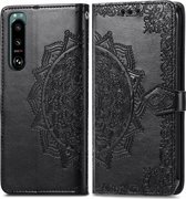 Sony Xperia 5 III Hoesje - Mobigear - Mandala Serie - Kunstlederen Bookcase - Zwart - Hoesje Geschikt Voor Sony Xperia 5 III