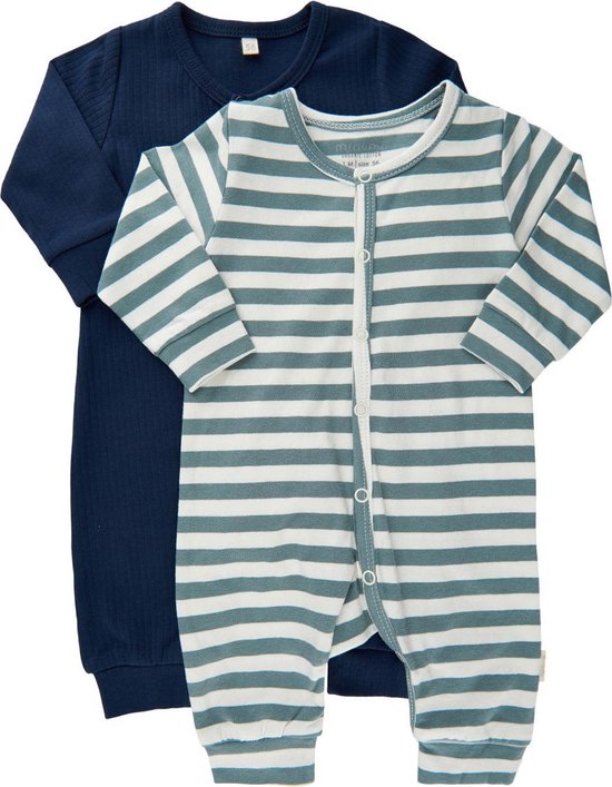 Minymo Jumpsuits Garçons Katoen Blauw/ Blanc 2 Pièces Taille 92