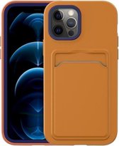 Tweekleurige TPU + pc-beschermhoes met kaartsleuf voor iPhone 12/12 Pro (oranje + blauw frame)