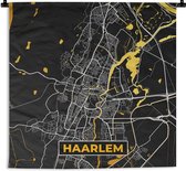 Wandkleed - Wanddoek - Plattegrond - Haarlem - Goud - Zwart - 180x180 cm - Wandtapijt - Stadskaart