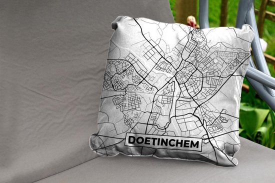 Sierkussen Extérieur - Plan de la ville - Doetinchem - Grijs - Wit - 60x60 cm - Résistant aux intempéries