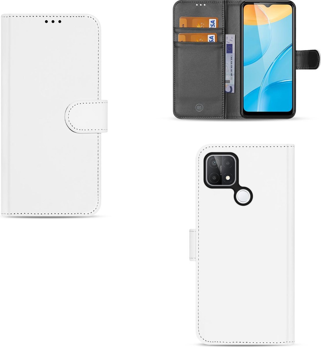 OPPO A15 Book Cover Wit met Pasjeshouder