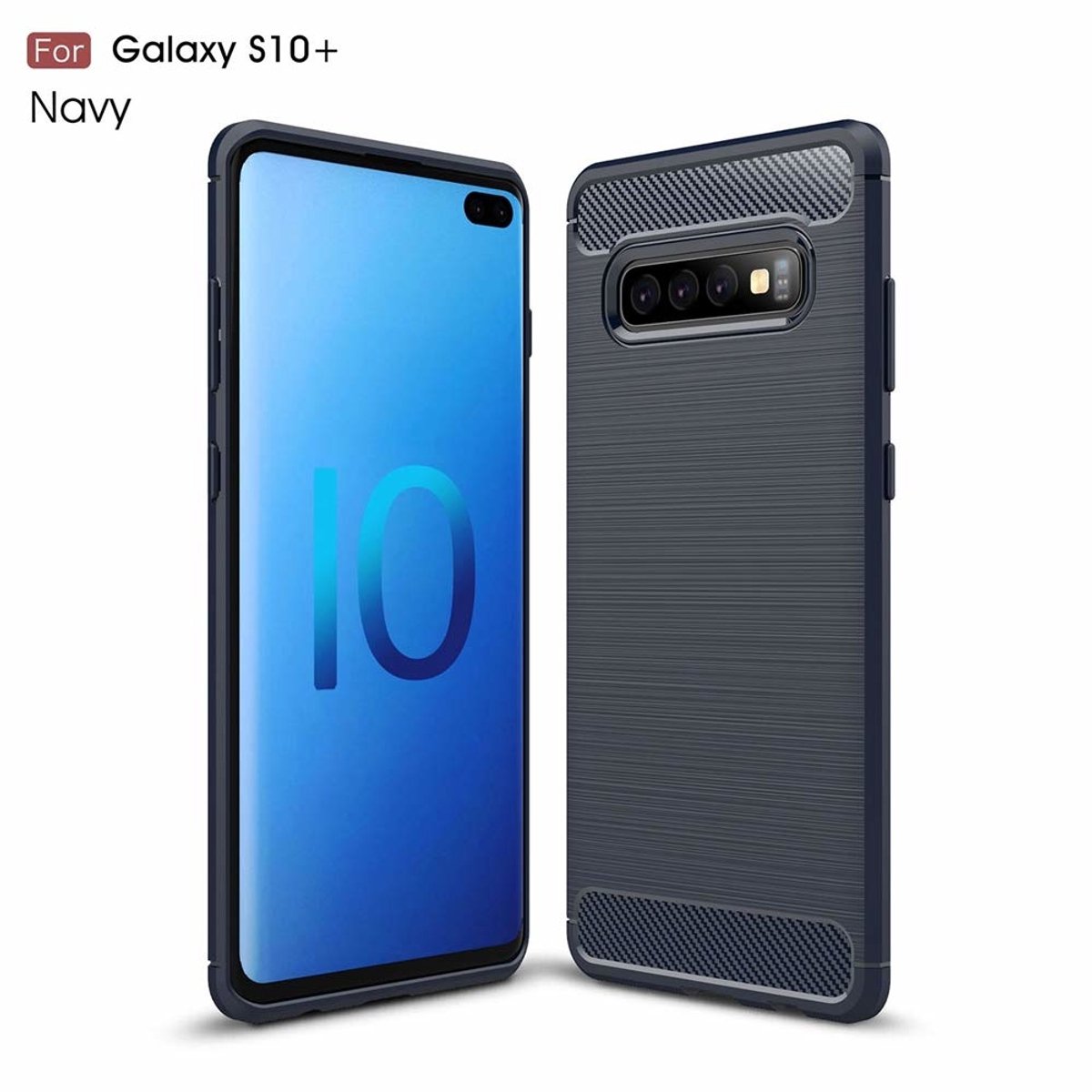 Ntech Soft Brushed TPU Hoesje Geschikt Voor Samsung Galaxy S10+ (Plus) - Donker Blauw