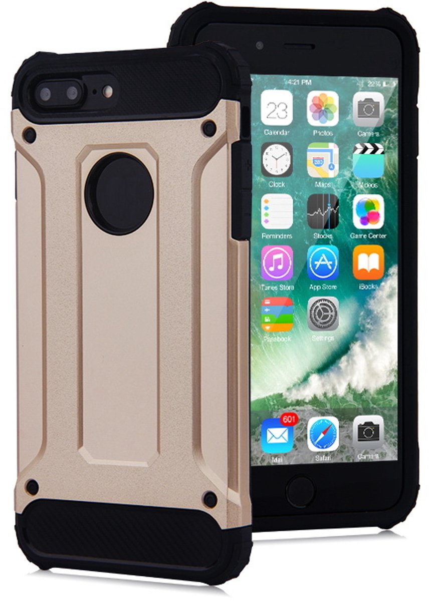 Ntech hoesje Geschikt voor iPhone 8 Plus / 7 Plus - Armor Hoesje - Goud