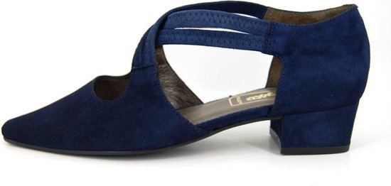 Stravers - Luxe Pumps met Lage Hak Maat 44 Blauw Suede Grote Maten  Kruisband Pumps | bol.com