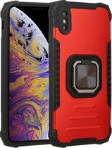 Fierce Warrior-serie Armor All-inclusive schokbestendig aluminium + TPU-beschermhoes met ringhouder voor iPhone X / XS (rood)