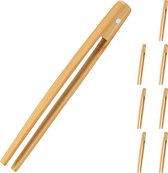 Relaxdays Bamboe keukentang - serveertang hout - toast tong - magnetisch - 8 stuks
