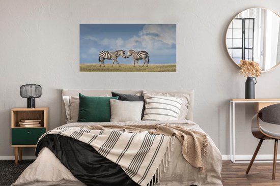 Poster photo Zèbres amoureux 90x60 cm - Tirage photo sur Poster (décoration murale salon / chambre) / Poster Animaux