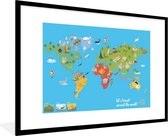 Wereldkaart Kinderen - Modern - Symbolen - Schoolplaat - Kinderkamer - 120x80 cm