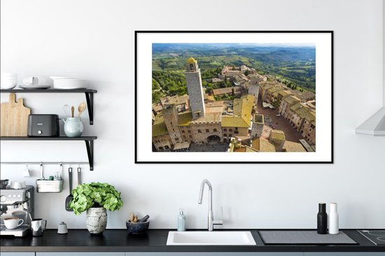 Cadre photo avec affiche - San Gimignano d'en haut près de la Toscane en Italie - 120x80 cm - Cadre pour affiche