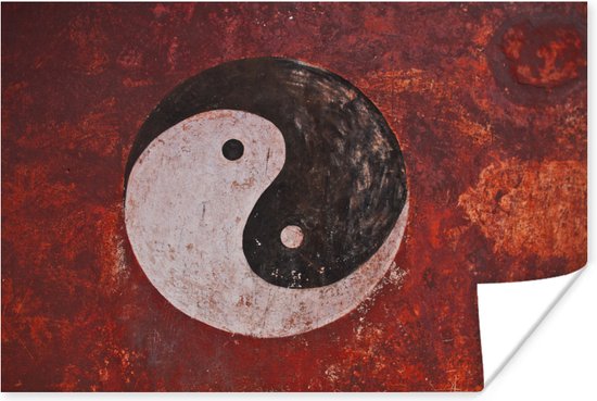 Poster Muurschildering van Yin en Yang in een Chinese tempel - 30x20 cm