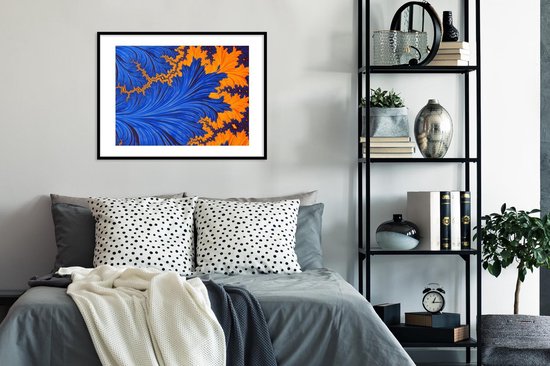 Fotolijst incl. Poster - Bladeren - Kunst - Psychedelisch - 80x60 cm - Posterlijst