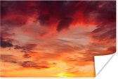 Poster Fiery sunset avec nuages papier 180x120 cm - Tirage photo sur Poster (décoration murale salon / chambre) / Mer et plage XXL / Groot format!
