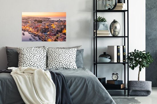 Poster Coucher de soleil sur la ville italienne de Naples 60x40 cm - Tirage photo sur Poster (décoration murale salon / chambre)