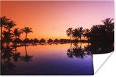 Poster Coucher de soleil avec un ciel coloré sur Bora Bora 180x120 cm - Tirage photo sur Poster (décoration murale salon / chambre) XXL / Grand format!