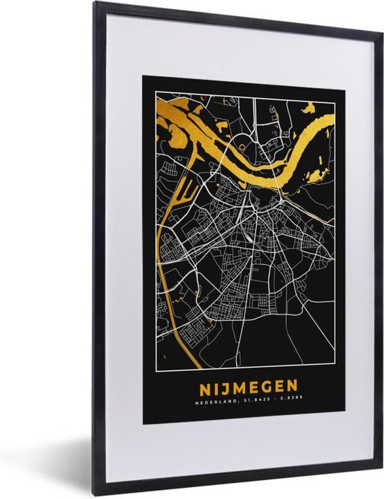 Fotolijst Incl Poster Plattegrond Nijmegen Goud Zwart X Cm Posterlijst Bol Com