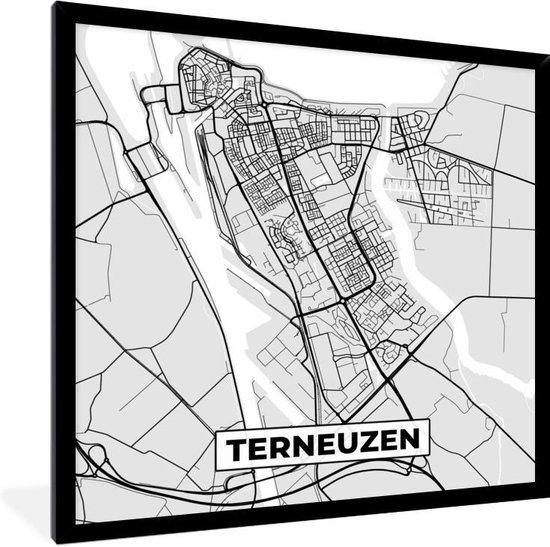 Cadre photo avec affiche - Plan de la ville - Terneuzen - Grijs - Wit - 40x40 cm - Cadre pour affiche