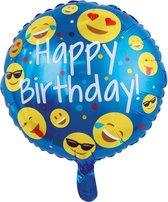 Folieballon - Happy birthday - Smileys - 46cm