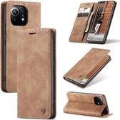 Voor Geschikt voor Xiaomi Mi 11 CaseMe 013 Multifunctionele horizontale flip lederen tas met houder & kaartsleuf & portemonnee (bruin)