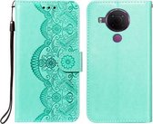 Voor Nokia 5.4 Flower Vine Embossing Pattern Horizontale Flip Leather Case met Card Slot & Holder & Wallet & Lanyard (Green)