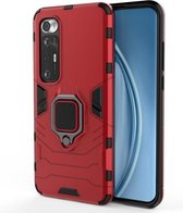 Voor Geschikt voor Xiaomi Mi 10S schokbestendige pc + TPU beschermhoes met magnetische ringhouder (rood)