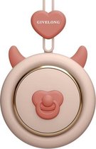 GIVELONG Hangende nek Mini oplaadbare USB-ventilator Kinderen draagbare bladloze ventilator (kalf (roze))