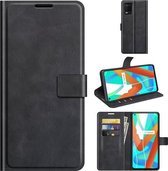 Voor OPPO Realme Q3i 5G / Realme Q3 5G Retro Kalfspatroon Gesp Horizontale Flip Leren Case met Houder & Kaartsleuven & Portemonnee (Zwart)