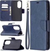 Voor Huawei P50 Retro Lamsvacht Textuur Pure Kleur Horizontale Flip PU Lederen Case met Houder & Kaartsleuven & Portemonnee & Lanyard (Blauw)