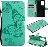 Voor Xiaomi Redmi Note 10 Pro 4G Pressed Printing Butterfly Pattern Horizontale Flip PU lederen tas met houder & kaartsleuven & portemonnee & lanyard (groen)