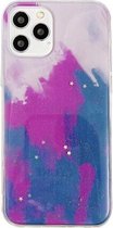 Waterverf glitter patroon schokbestendig TPU beschermhoes voor iPhone 12 mini (bessen)