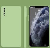 Voor Samsung Galaxy A50 effen kleur imitatie vloeibare siliconen rechte rand valbestendige volledige dekking beschermhoes (matcha groen)