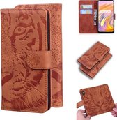 Voor OPPO Realme X7 (India) / Realme V15 Tiger Embossing Pattern Horizontale Flip lederen tas met houder & kaartsleuven & portemonnee (bruin)