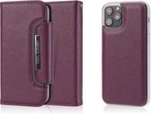 Litchi Texture Horizontale Flip Buckle Afneembare Magnetische PU Leather Case met Kaartsleuven & Portemonnee & Fotolijst Voor iPhone 12/12 Pro (Paars)