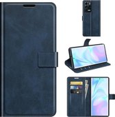 Voor ZTE Axon 30 Ultra Retro Kalfspatroon Gesp Horizontale Flip Leren Case met Houder & Kaartsleuven & Portemonnee (Blauw)