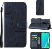 Voor OPPO A9 2020 Stiksels Kalfsstructuur Gesp Horizontale Flip Leren Case met Houder & Kaartsleuven & Portemonnee & Lanyard (Blauw)