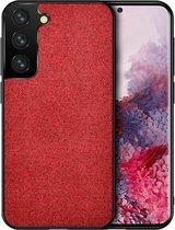 Voor Samsung Galaxy S21 FE schokbestendige stoffen textuur PC + TPU beschermhoes (rood)